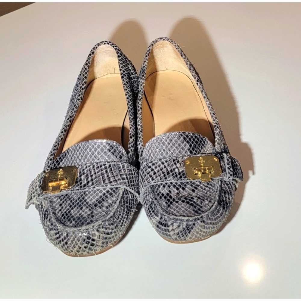 Women's Cole Haan grey snake print slip-on loafers